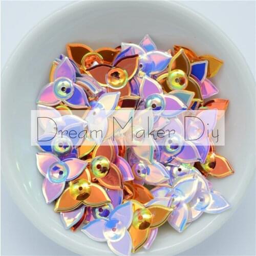 500pcs(50g) 15*19mm Three Petals Flower Loose Sequins Paillettes Sewing,Wedding Craft,Women Kids DIY Garment Accessory