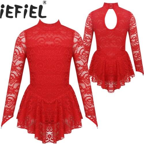 Long Sleeves Kids Girls Ballet Tulle Tutu Dress Ballerina Dance Leotard with Chiffon Ballet Skirt Girl Gymnastics Leotard Dress