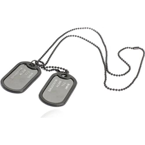 Man Dual Plates Pendant Sweater Necklace Chain Military Army Tag NOV99