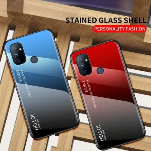 MAKAVO For Oneplus Nord N100 Case Cover Luxury Gradient Tempered Glass One Plus Nord 100 Cases For Fundas