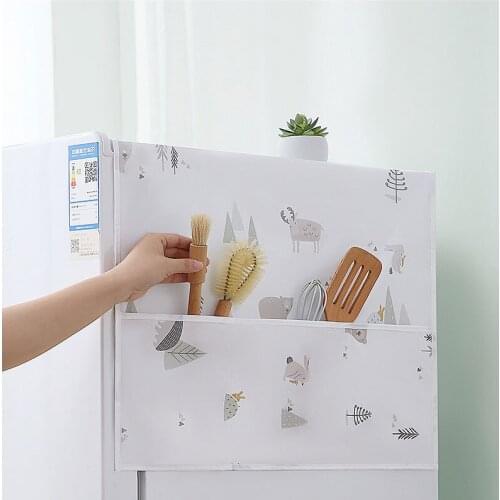 1PC Cute Pattern Refrigerator Dust Cover Waterproof Dustproof Double Sided Storage Refrigerator Top Cover Cloth Hanging Bag