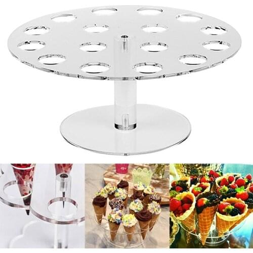 Hot Sale Acrylic Ice Cream Stand Cake Cone Stand Holder 6/16 Cones Wedding Buffet Display Ice Cream Tools Kitchen Tools Gadgets