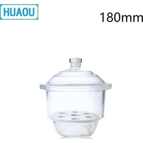 HUAOU 180mm Desiccator with Porcelain Plate Clear Glass Laboratory Drying Equipment