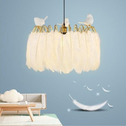Jaxlong LED Pendant Light Romantic Dreamlike Feather Droplight Bedroom Hanging Lamp Living Room Restaurant Lamparas Adjustable