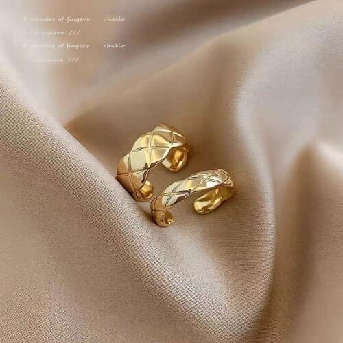 Classic Rhombic Cross Gold Rings For Woman 2021 New Korean Fashion Jewelry Student Girls Party Gift Unusual Finger Accessories