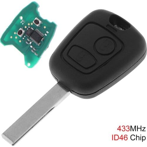 433MHz 2 Buttons Remote Car Key with ID46 Chip and HU83 Blade Fit for Citroen 73373067C / Peugeot 307 2000-2017 new