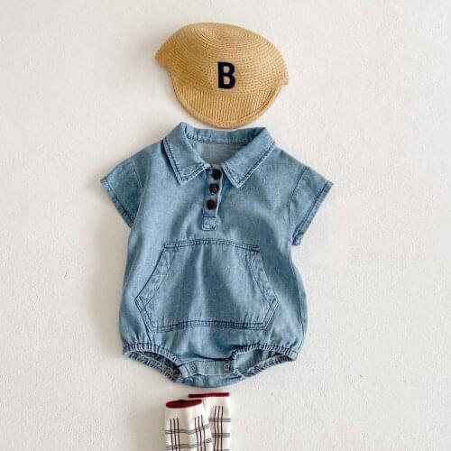 Girls Jumpsuit Cotton Denim Short Sleeve Newborn Baby Boy Clothes Baby Girl Clothes Outfits Baby Boys Rompers Denim Costume