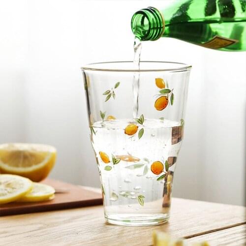 Blue Lotus Creative High Temperature Glass Cup Large Capacity Drinking Cup Female Home Breakfast Cup Milk Cup INS