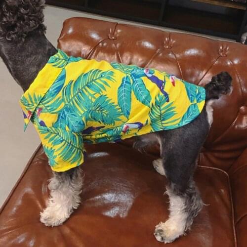 Summer Beach Vest Short Sleeve Flower Design Dog Hawaiian Shirt Coats for Small Dogs French Bulldog Clothing Cat Shirt