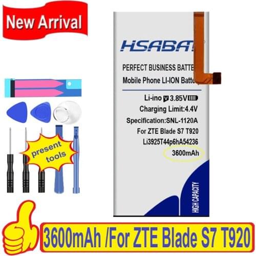 Top Brand 100% New 3600mAh Li3925T44p6hA54236 Battery for ZTE Blade S7 T920 Batteries + free gfit