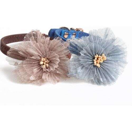 Cute Cat Collar Adjustable PU Flower Sweet Design Kitten Collars Cat Accessories Christmas Collar Gato Cats Products for Pets