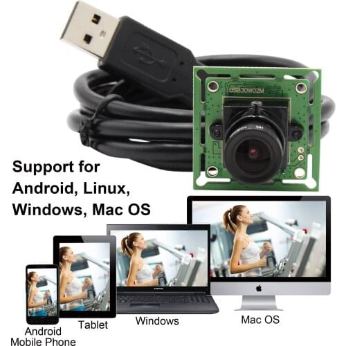 ELP 12mm Lens 480P Cmos OV 7725 MJPEG 60fps VGA OEM CCTV USB Camera module with UVC for Linux, Windows XP, WIN CE, MAC, SP2