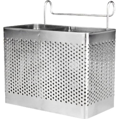 Stainless Steel Chopsticks Holder Hanging Cutlery Drying Basket Tableware Drainer with Hooks Kitchen Utensil