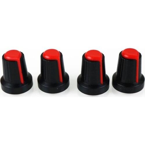 Newest !! 10 Pcs 15-17mm Shaft Hole Dia Plastic Threaded Knurled Potentiometer Red Knobs Caps
