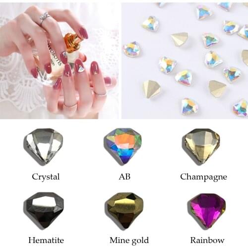 Charm Flat Back Nail Rhinestone Sector Shape Crystal Shiny 3D Strass Gem Stone Manicure Decor Jewelry UV Gel Nail Art Accessorie