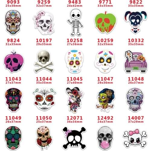 DIY Craft Supplies Sewing Accessories Cartoon Skull Printed Planar Resins Mold 30 Pieces. PR-9093