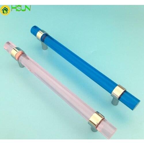 2 pcs New knob transparent acrylic bar handle modern Nordic cabinet door handle pink blue crystal pull Door cabinet wardrobe