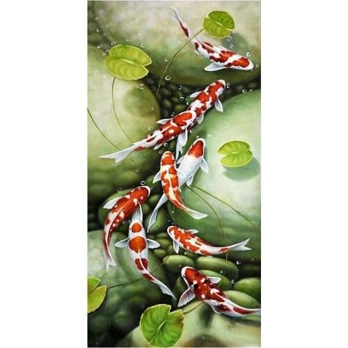 Pond Carp Diamond Painting Animal Fish Round Full Drill Hallway Nouveaute DIY Mosaic Embroidery 5D Cross Stitch Home Decor