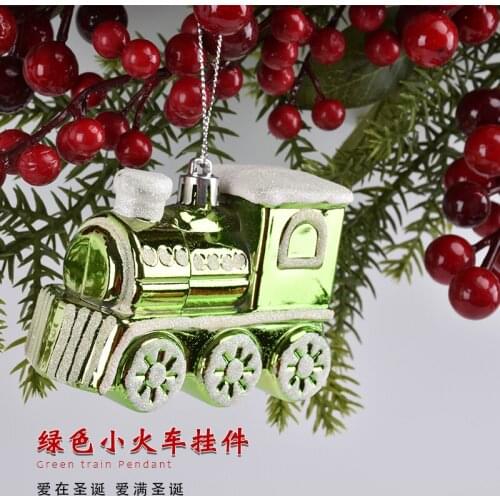 Christmas Decoration Train Pendant Green Painted Plastic Train Ornament Christmas Tree Children Decoration Ornaments