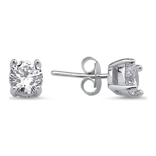 Silverlina Silver 6mm Zircon Round Solitaire Earrings