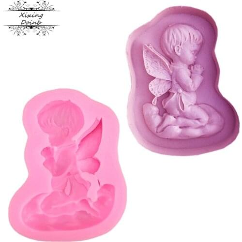 Silicone mold sugar craft angel boy frame fudge mold cake decoration tool chocolate jelly mold