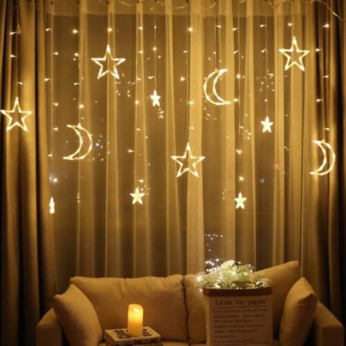 Moon Star Lamp LED Lamp String Ins Christmas Lights Decoration Holiday Lights Curtain Lamp Wedding Neon Lantern 220v fairy light