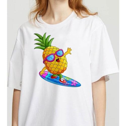 Womens T-shirt Pineapple Fruit Clothing Printed T-shirt Fashion Womens Top Graphic T-shirt fruit short-sleeved summer T-shirt