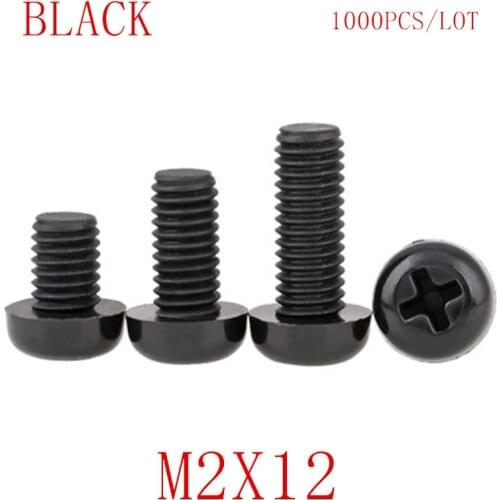 1000PCS wholesale M2*12 M2x12 black nylon plastic round pan head screw