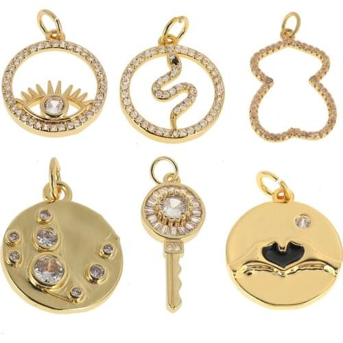 2021 New Arrivals DIY Necklace Micro Pzve Zircon Gold Plated Necklaces Pendant Key Eye Fashion Trendy Jewelry