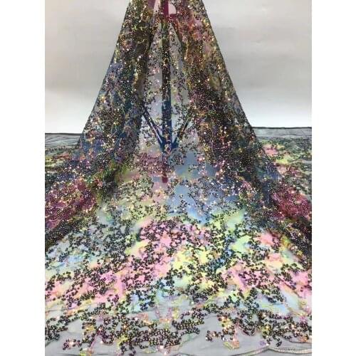 2021 latest high quality African lace fabric sequin French embroidery tulle lace fabric, Nigeria wedding dress D4201