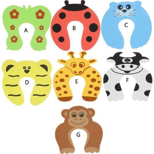 5Pcs Cartoon Door Stopper Protection Baby Safety Cute Animal Security Door Stopper Baby Card Lock Child Finger Protector