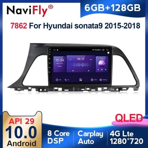 NaviFly 7862 6GB+128GB QLED Screen 1280*720 Android 10 Car Radio Audio Multimedia Player For Hyundai Sonata 7 LF 2014 - 2017