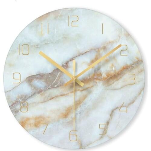White Marbled Wall Clock Home Decor Wall Clocks Modern Design Kitchen Clock Living Room Decoration Large 3D Hanging Watch reloj