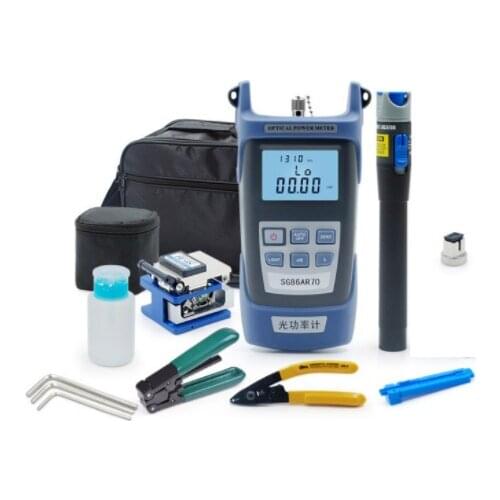 FTTH Fiber Optic Tool Kit fibra optica herramientas with Visual Fault Locator and Power Meter Wire Stripper Fiber Cleaver