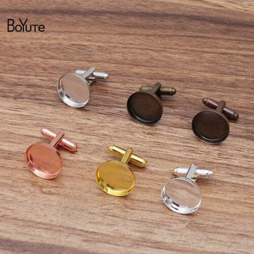 BoYuTe (20 Pieces/Lot) Fit 16MM Cabochon High Side Blank Cufflinks Base Diy Hand Made Metal Brass French Cufflinks Accessories