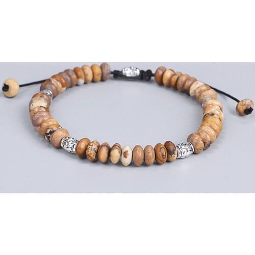 Handamde Natrul Stone Bracelet For Women Disc Shape Japser Friendship Bracelets Fashion Punk Bracelet Lovers Jewelry Gifts