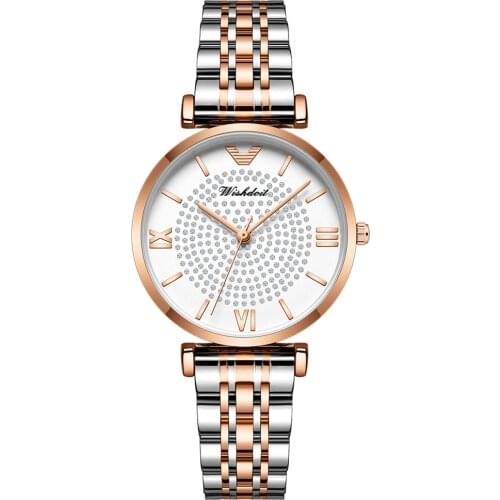 Montre Femme WISHDOIT New Gold Women Creative Steel Bracelet Wrist Watches Female Waterproof Rhinestone Clock Relogio Feminino