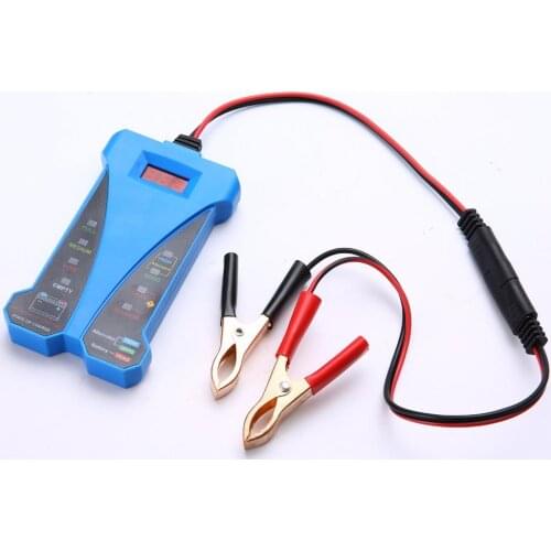 12V Digital LED Display Battery Tester Smart Alarm Battery Voltmeter Alternator Charging Analyzer With Clips for Car Motorcycle