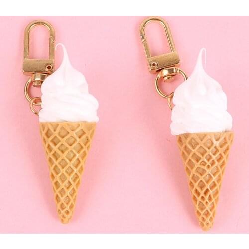 Dayoff Creative Ice Cream Keychain Keyring For Women Men Girl Jewelry Cute Cartoon Handbag Key Holder Decoration K87