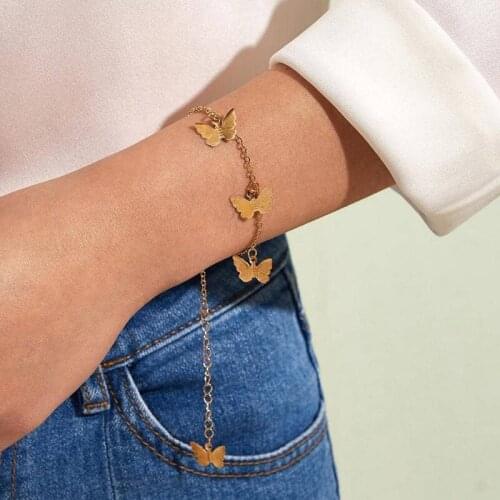 European and American Jewelry Design Sense Ins Wind Geometric Jewelry Women Temperament Wild Small Fresh Butterfly Bracelet