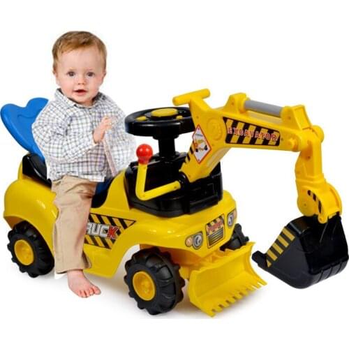 [Funny] Music Digger truck vogue diamond educational assembling plastic toy excavator Multifunctional baby Outdoor Ride Toy gift