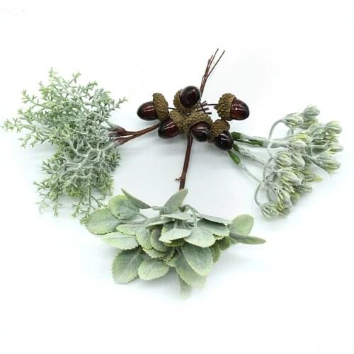 6pcs DIY scrapbooking christmas garland artificial plants pompon artificial flowers for home decor Handmade fake green plants