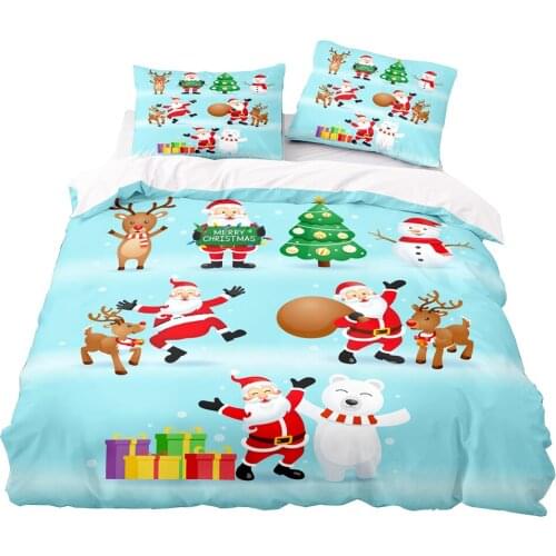 Santa Claus And Friends Pattern Duvet Cover Set 200x200 With Pillowcase,245x210 Quilt Cover,King Size Blanket cover,Bedding Set