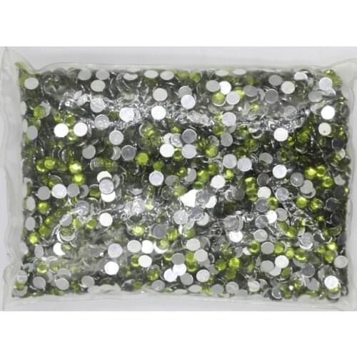 Olivine Color 1.5~12mm Flat Back Round Acrylic Rhinestones Beads,3D Acrylic Nail Art / Garment Decoration