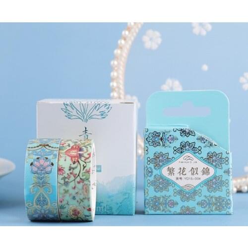 VALIOSOPA Full Bloom Flower Paper Washi Tape 15mm Gold Foil Luxury Decoration Adhesive Masking Tape Sticker Diary Envelope A6049