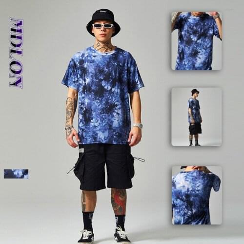 Summer New Casual Fashion Short-sleeved Mens T-shirt Personality Street Abstract Tie-dye Loose T-shirt -40