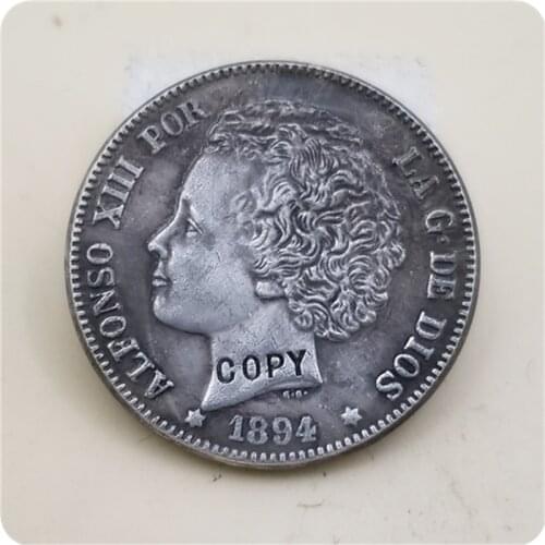 1894 Spain 2 Pesetas - Alfonso XIII (2nd portrait) COPY COIN FREE SHIPPING