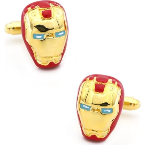 Mens Iron Man Cuff Links Copper Material Red Color Superheroes Design