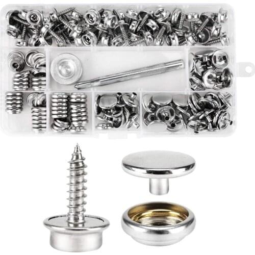 Canvas Snaps Kit, Fastener Screw Snaps for Furniture Canvas Marine Grade Boat Cover Snap Button Kit with Setting Tool 15mm