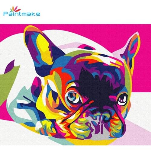 Paintmake Color Animal DIY Paint By Numbers pug-dog Oil Painting on canvas For Home Room decor Wall Art Picture Kids
